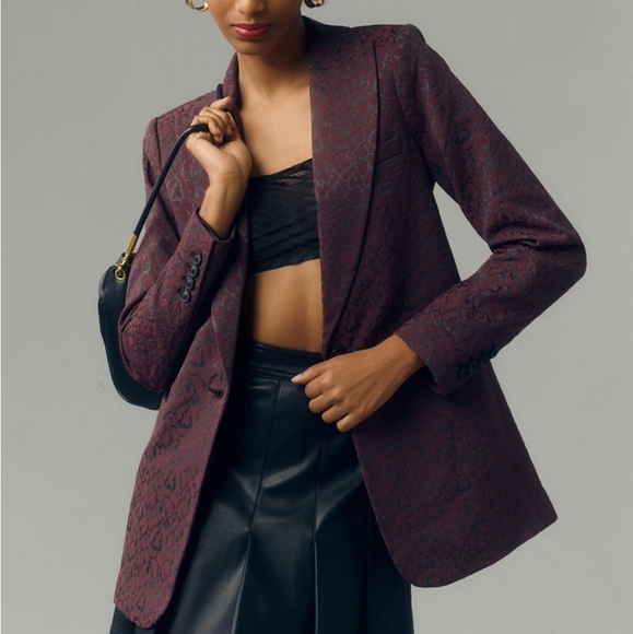 Scotch & Soda Jacquard Leopard Print Blazer Size Small - Picture 1 of 13